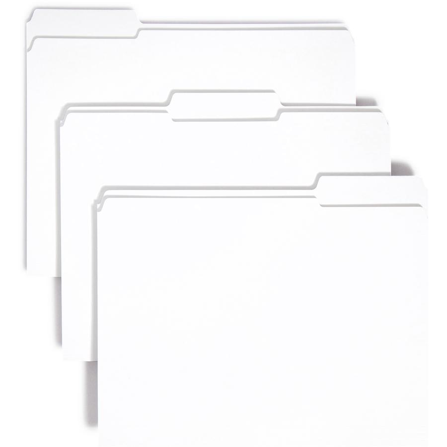 Smead Colored 1/3 Tab Cut Letter Recycled Top Tab File Folder - 8 1/2" x 11" - Top Tab Location - Assorted Position Tab Position - White - 10% Recycled - 100 / Box. Picture 8