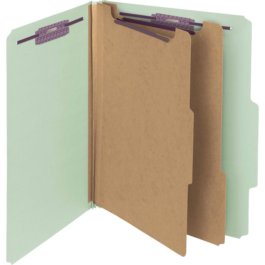 Smead SafeSHIELD 2/5 Tab Cut Letter Recycled Classification Folder - 8 1/2" x 11" - 2" Expansion - 2 x 2S Fastener(s) - 2" Fastener Capacity for Folder - Top Tab Location - Right of Center Tab Positio. Picture 4