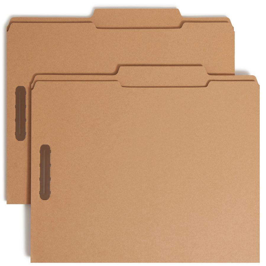 Smead 2/5 Tab Cut Letter Recycled Fastener Folder - 8 1/2" x 11" - 3/4" Expansion - 2 x 2K Fastener(s) - 2" Fastener Capacity for Folder - Top Tab Location - Right of Center Tab Position - Kraft - Kra. Picture 10