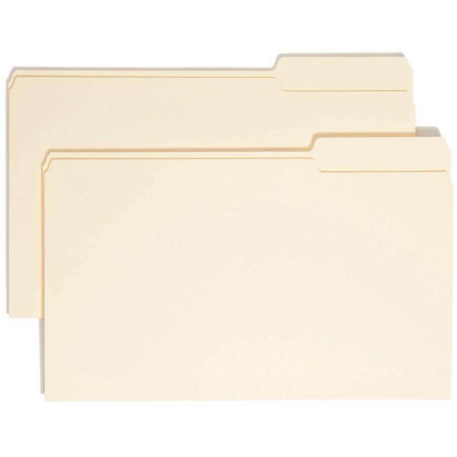 Smead 1/3 Tab Cut Legal Recycled Top Tab File Folder - 8 1/2" x 14" - 3/4" Expansion - Top Tab Location - Third Tab Position - Manila - Manila - 10% Recycled - 100 / Box. Picture 4