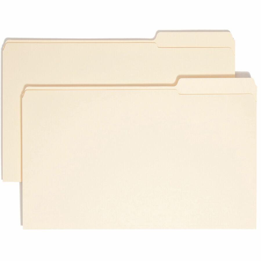 Smead 1/3 Tab Cut Legal Recycled Top Tab File Folder - 8 1/2" x 14" - 3/4" Expansion - Top Tab Location - Third Tab Position - Manila - Manila - 10% Recycled - 100 / Box. Picture 2