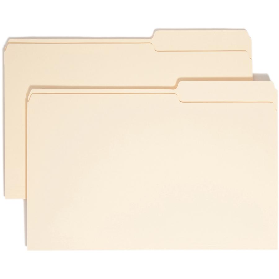 Smead 2/5 Tab Cut Legal Recycled Top Tab File Folder - 8 1/2" x 14" - 3/4" Expansion - Top Tab Location - Right Tab Position - Manila - Manila - 10% Recycled - 100 / Box. Picture 7
