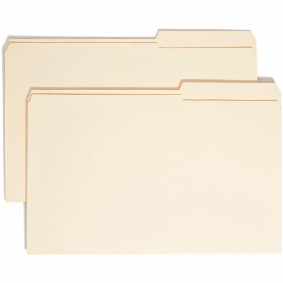 Smead 2/5 Tab Cut Legal Recycled Top Tab File Folder - 8 1/2" x 14" - 3/4" Expansion - Top Tab Location - Right Tab Position - Manila - Manila - 10% Recycled - 100 / Box. Picture 10