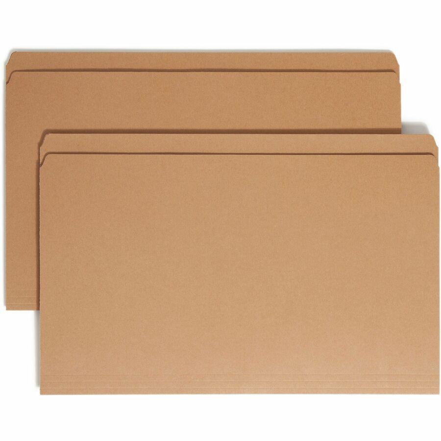 Smead Straight Tab Cut Legal Recycled Top Tab File Folder - 8 1/2" x 14" - Kraft - Kraft - 10% Recycled - 100 / Box. Picture 9