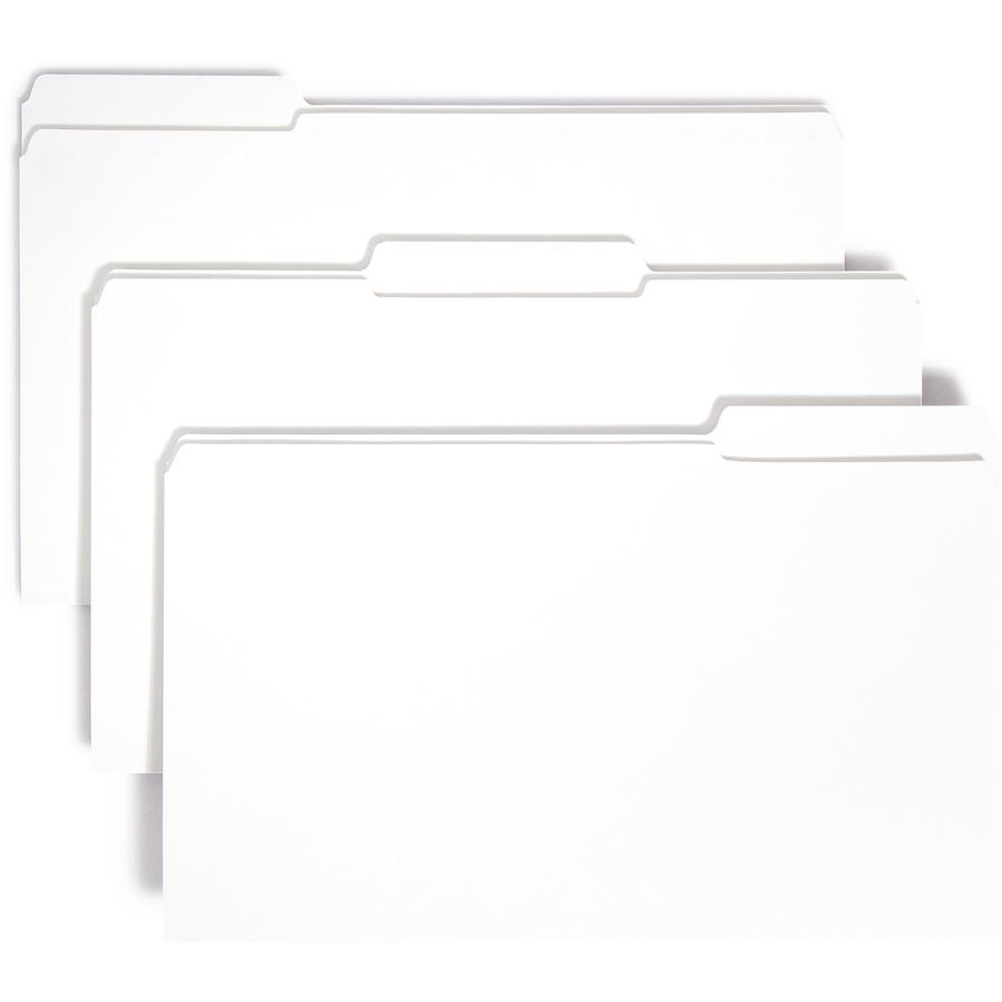 Smead Colored 1/3 Tab Cut Legal Recycled Top Tab File Folder - 8 1/2" x 14" - 3/4" Expansion - Top Tab Location - Assorted Position Tab Position - White - 10% Recycled - 100 / Box. Picture 8