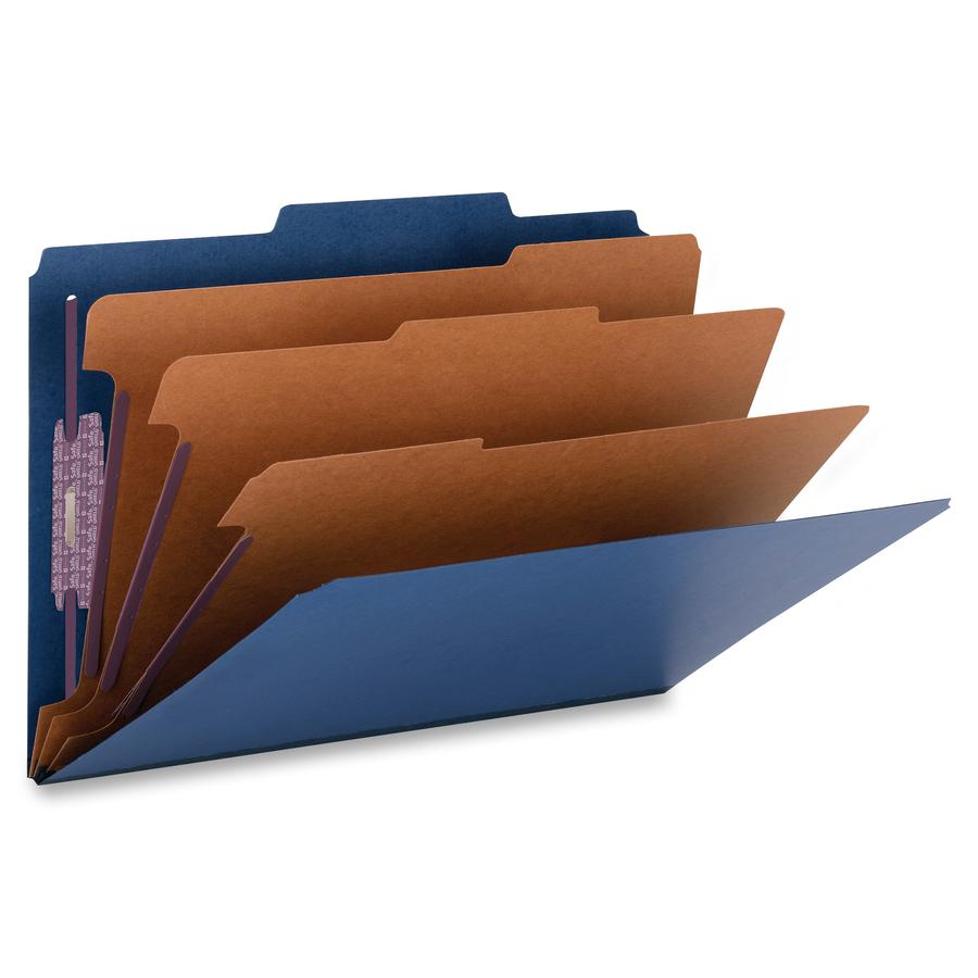 Smead SafeSHIELD 2/5 Tab Cut Legal Recycled Classification Folder - 8 1/2" x 14" - 3" Expansion - 2 x 2S Fastener(s) - 2" Fastener Capacity for Folder - Top Tab Location - Right of Center Tab Position. Picture 7
