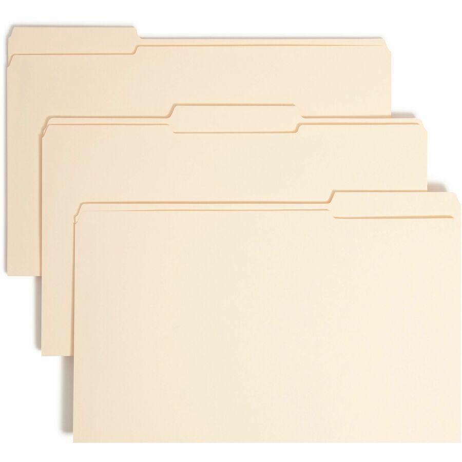 Smead 1/3 Tab Cut Legal Recycled Fastener Folder - 8 1/2" x 14" - 1 1/2" Expansion - 2 x 2B Fastener(s) - 1 1/2" Fastener Capacity for Folder - Top Tab Location - Assorted Position Tab Position - Mani. Picture 11