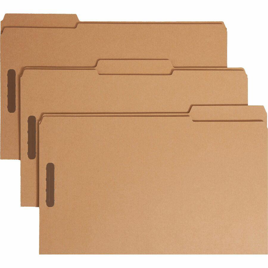 Smead 1/3 Tab Cut Legal Recycled Fastener Folder - 8 1/2" x 14" - 3/4" Expansion - 2 x 2K Fastener(s) - 2" Fastener Capacity for Folder - Top Tab Location - Assorted Position Tab Position - Kraft - Kr. Picture 11