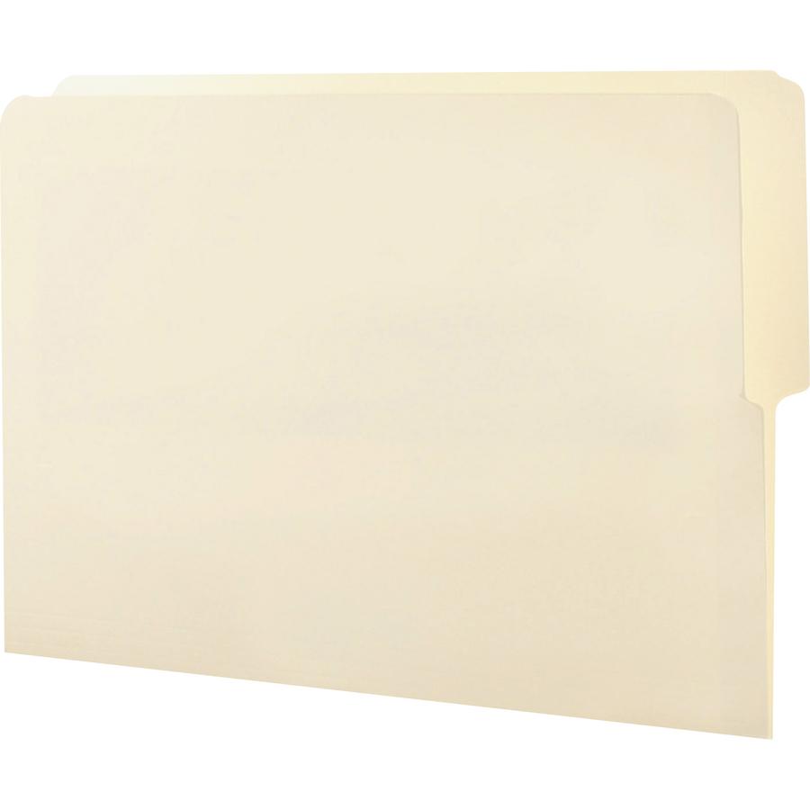 Smead Shelf-Master 1/2 Tab Cut Letter Recycled End Tab File Folder - 8 1/2" x 11" - 3/4" Expansion - End Tab Location - Top Tab Position - Manila - 10% Recycled - 100 / Box. Picture 2
