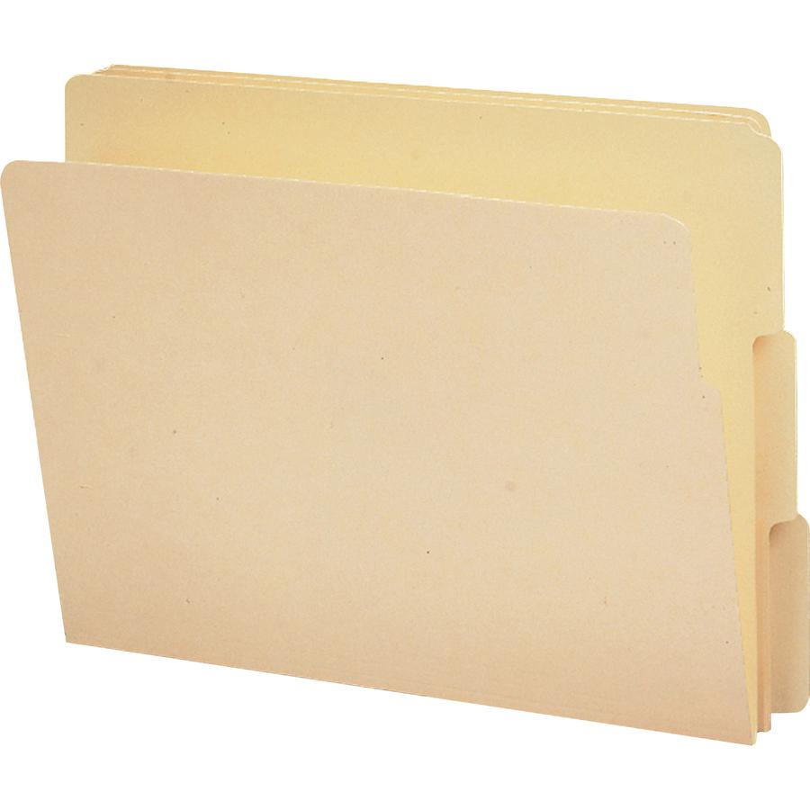 Smead Shelf-Master 1/3 Tab Cut Letter Recycled End Tab File Folder - 8 1/2" x 11" - 3/4" Expansion - End Tab Location - Assorted Position Tab Position - Manila - 10% Recycled - 100 / Box. Picture 2
