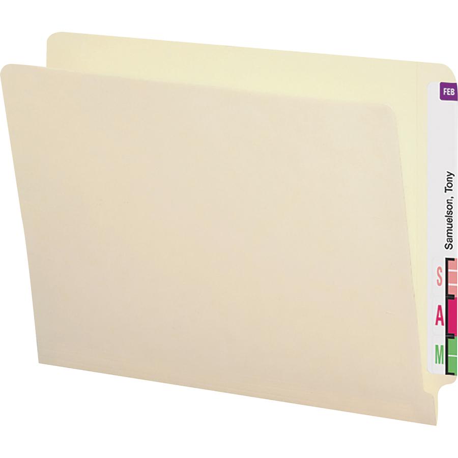 Smead Shelf-Master Straight Tab Cut Letter Recycled End Tab File Folder - 8 1/2" x 11" - 3/4" Expansion - Manila - Manila - 10% Recycled - 50 / Box. Picture 2