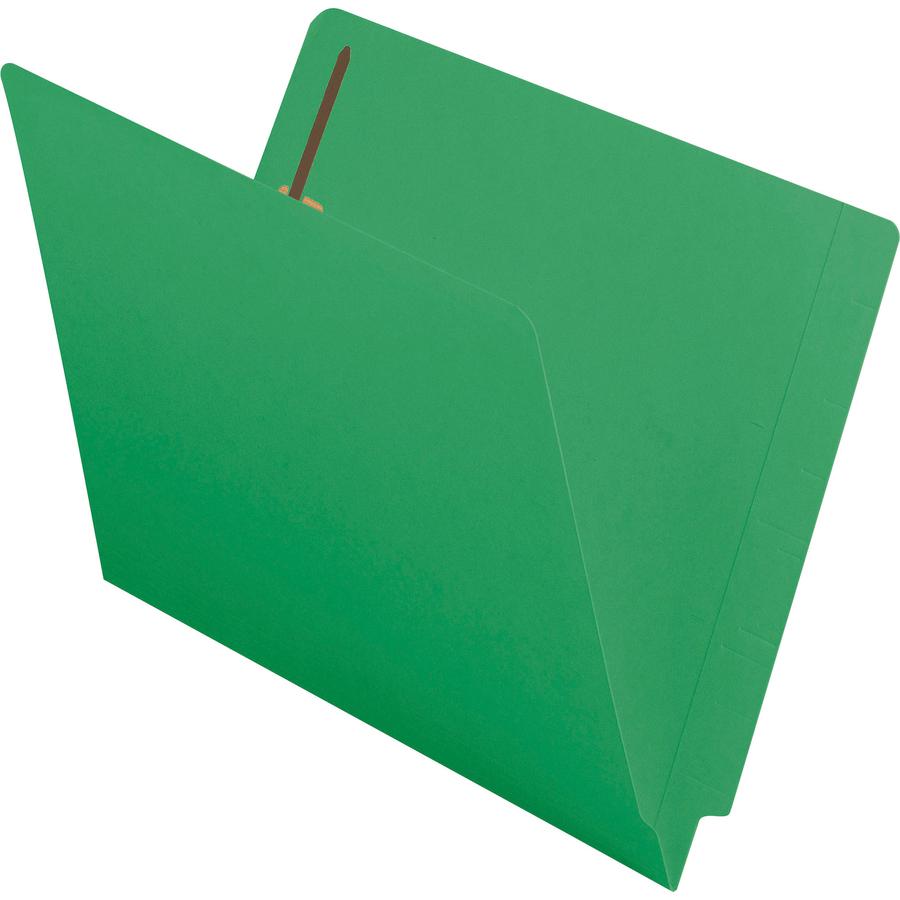 Smead Shelf-Master Straight Tab Cut Letter Recycled Fastener Folder - 8 1/2" x 11" - 3/4" Expansion - 2 x 2B Fastener(s) - 2" Fastener Capacity for Folder - End Tab Location - Green - 10% Recycled - 5. Picture 8