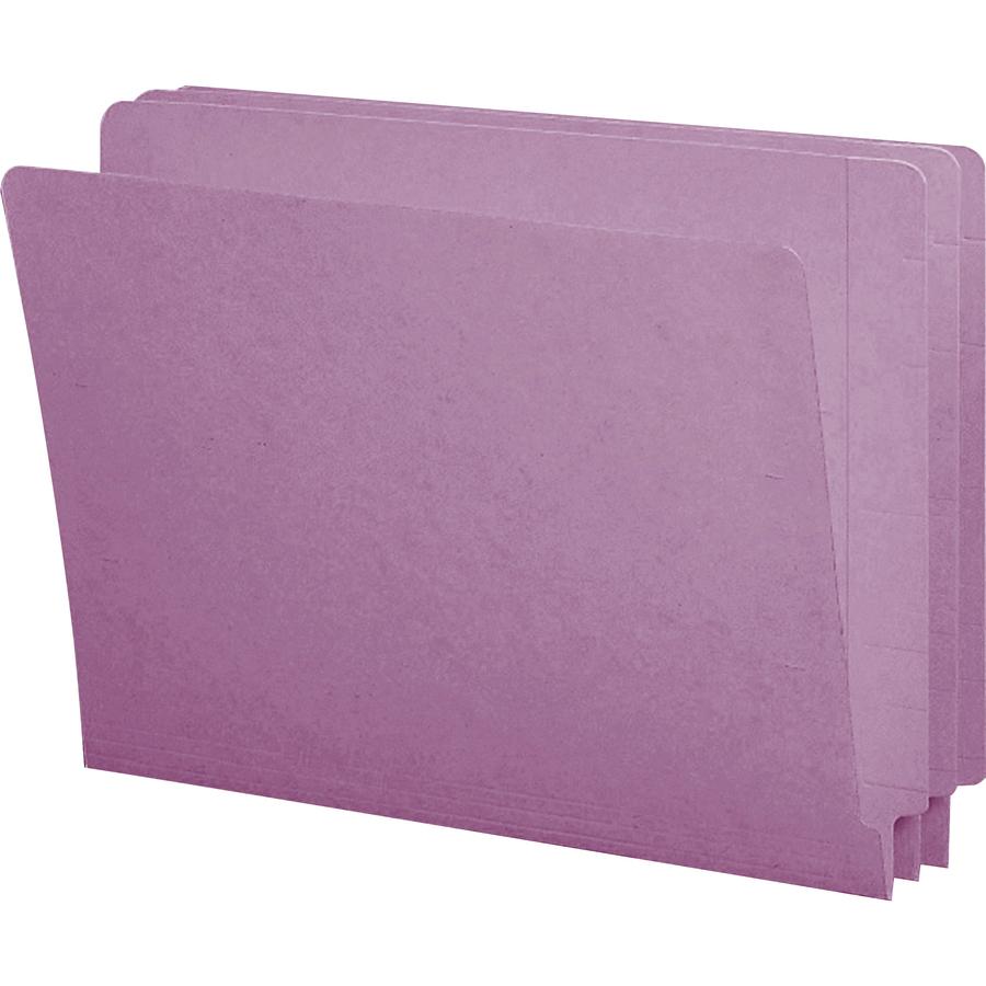 Smead Shelf-Master Straight Tab Cut Letter Recycled End Tab File Folder - 8 1/2" x 11" - 3/4" Expansion - Lavender - 10% Recycled - 100 / Box. Picture 6