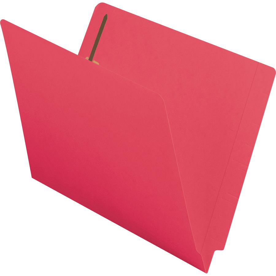 Smead Shelf-Master Straight Tab Cut Letter Recycled Fastener Folder - 8 1/2" x 11" - 3/4" Expansion - 2 x 2B Fastener(s) - 2" Fastener Capacity for Folder - End Tab Location - Red - 10% Recycled - 50 . Picture 7
