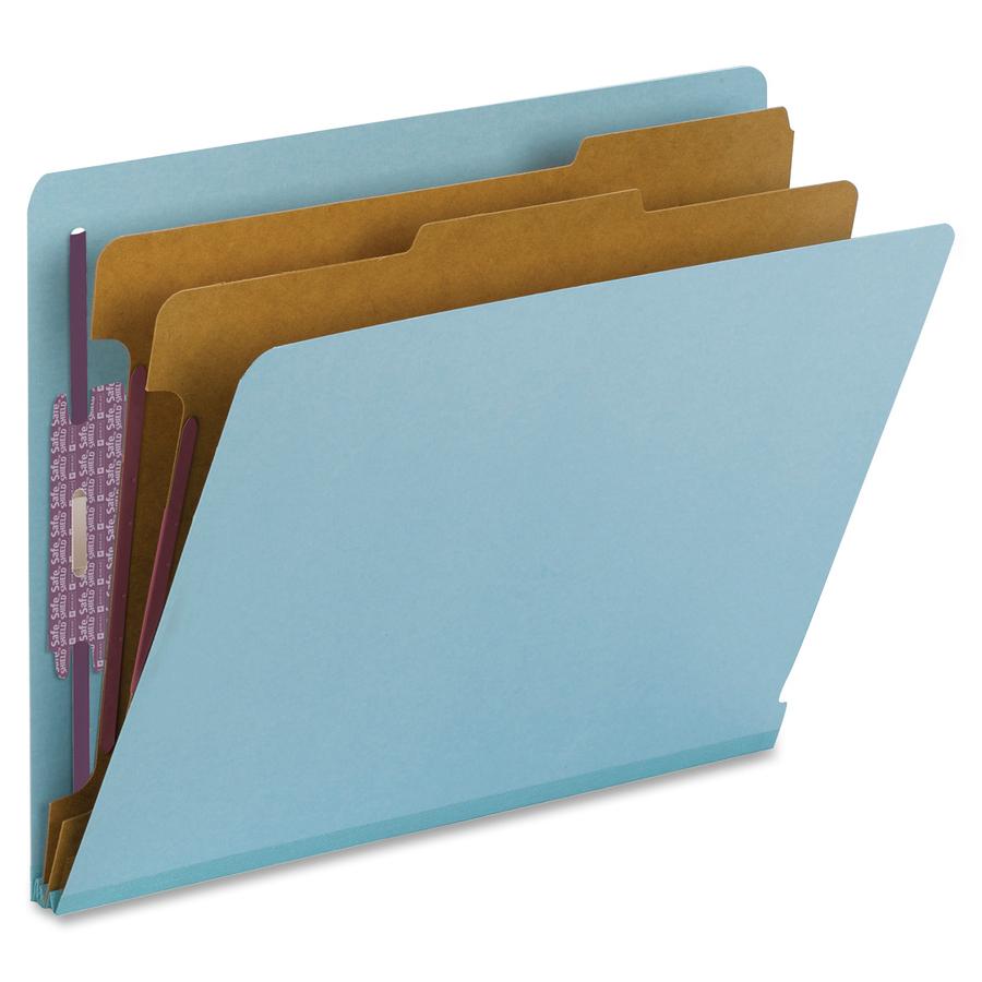 Smead 1/3 Tab Cut Letter Recycled Classification Folder - 8 1/2" x 11" - 2" Expansion - 2 x 2S Fastener(s) - 2" Fastener Capacity for Folder - 2 Divider(s) - Pressboard - Blue - 100% Recycled - 10 / B. Picture 10
