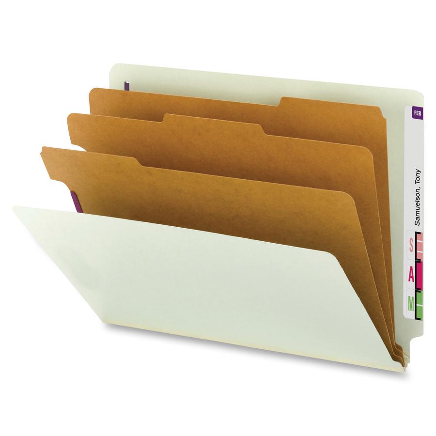 Smead 1/3 Tab Cut Letter Recycled Classification Folder - 8 1/2" x 11" - 3" Expansion - 2 x 2S Fastener(s) - 2" Fastener Capacity for Folder, 1" Fastener Capacity for Divider - End Tab Location - 3 Di. Picture 6