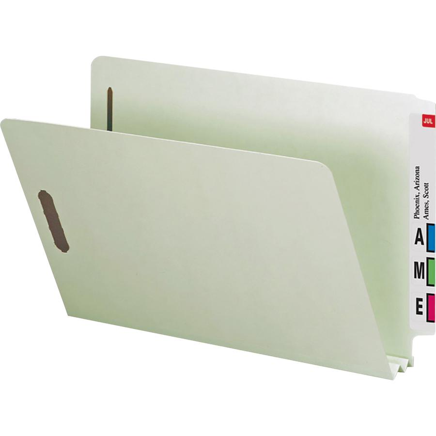 Smead Straight Tab Cut Legal Recycled Top Tab File Folder - 8 1/2" x 14" - 2" Expansion - Pressboard - Gray, Green - 100% Recycled - 25 / Box. Picture 4