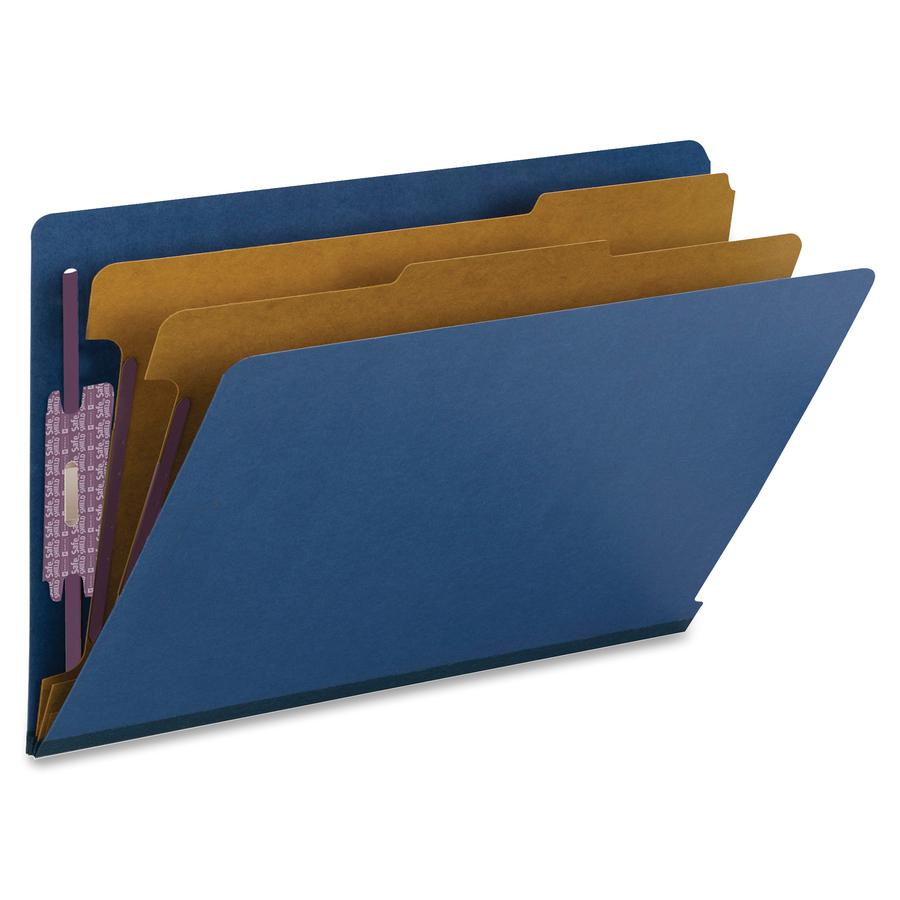 Smead 1/3 Tab Cut Legal Recycled Classification Folder - 8 1/2" x 14" - 2" Expansion - 2 x 2S Fastener(s) - 2" Fastener Capacity for Folder - End Tab Location - 2 Divider(s) - Pressboard - Dark Blue -. Picture 8