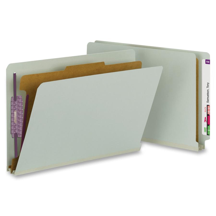 Smead Legal Recycled Classification Folder - 8 1/2" x 14" - 2" Expansion - 2 x 2S Fastener(s) - 2" Fastener Capacity for Folder - End Tab Location - 1 Divider(s) - Pressboard - Gray, Green - 100% Recy. Picture 8