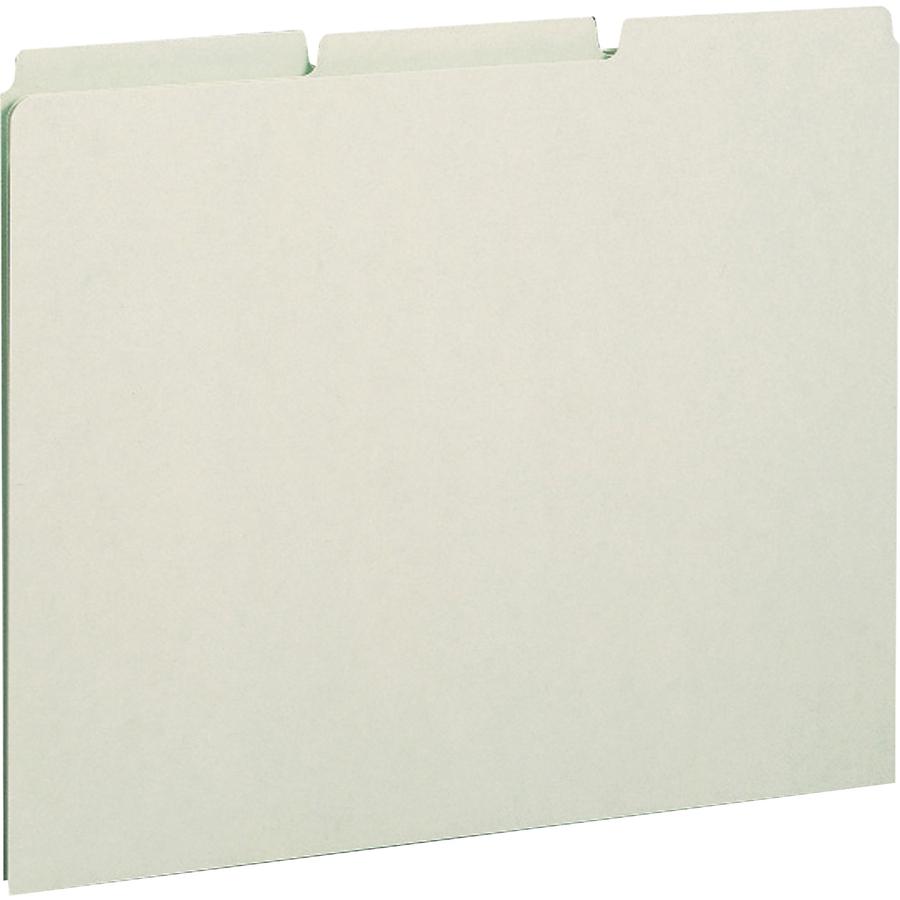 Smead Filing Guides with Blank Tab - Blank Assorted Tab(s) - Letter - Gray Pressboard, Green Tab(s) - 100 / Box. Picture 2