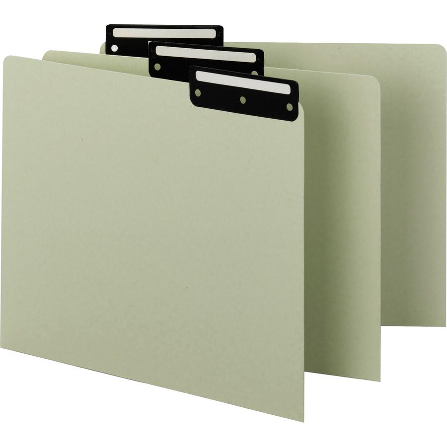 Smead Filing Guides with Blank Tab - Blank Assorted Tab(s) - Letter - Gray Pressboard, Green Divider - Metal Tab(s) - 50 / Box. Picture 2
