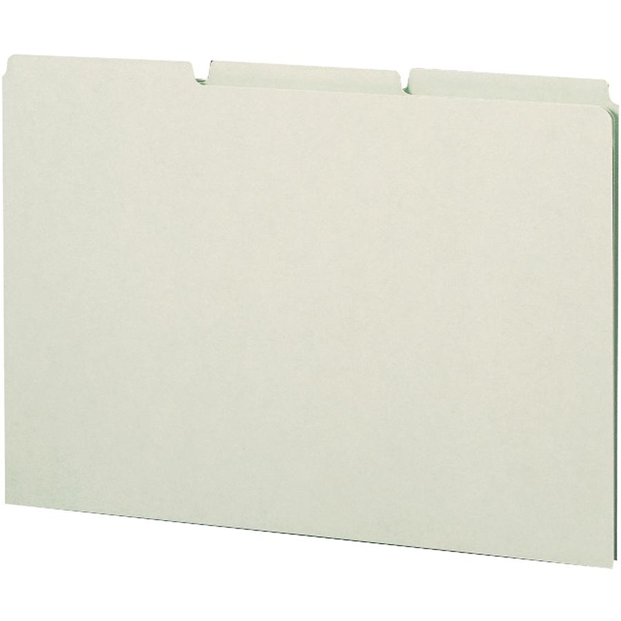 Smead Filing Guides with Blank Tab - Blank Assorted Tab(s) - Legal - Gray Pressboard, Green Tab(s) - 50 / Box. Picture 2