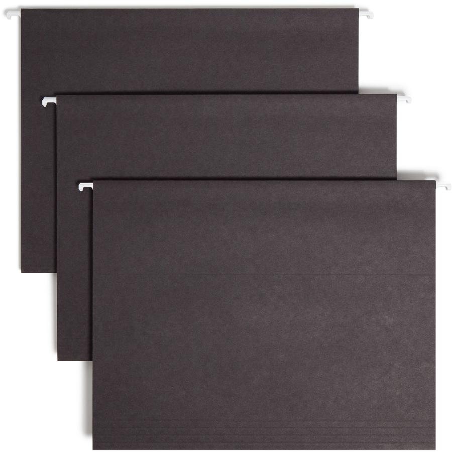 Smead Colored 1/5 Tab Cut Letter Recycled Hanging Folder - 8 1/2" x 11" - Top Tab Location - Assorted Position Tab Position - Vinyl - Black - 10% Recycled - 25 / Box. Picture 9