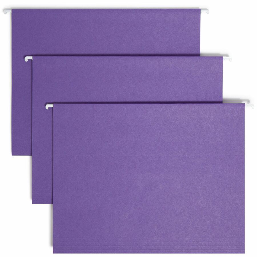 Smead 1/5 Tab Cut Letter Recycled Hanging Folder - 8 1/2" x 11" - Top Tab Location - Assorted Position Tab Position - Purple - 10% Recycled - 25 / Box. Picture 2