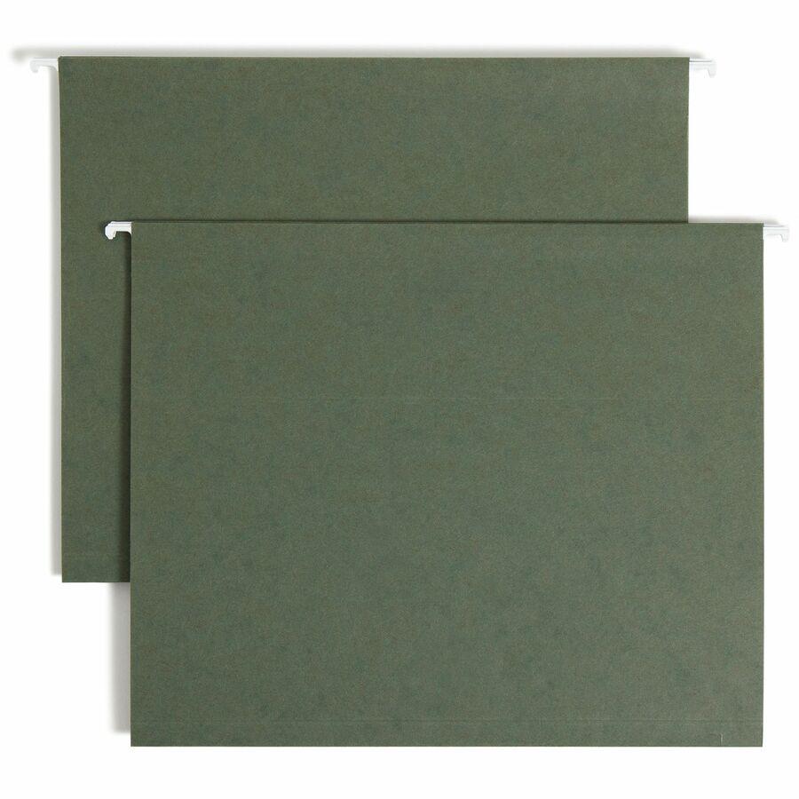 Smead Letter Recycled Hanging Folder - 1" Folder Capacity - 8 1/2" x 11" - 1" Expansion - Pressboard - Standard Green - 10% Recycled - 25 / Box. Picture 4