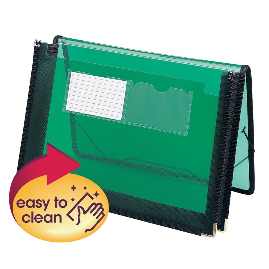 Smead InnDura Letter File Wallet - 8 1/2" x 11" - 200 Sheet Capacity - 2 1/4" Expansion - 2 Front Pocket(s) - Poly - Green - 1 Each. Picture 3