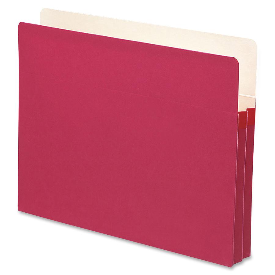 Smead TUFF Pocket Straight Tab Cut Letter Recycled File Pocket - 8 1/2" x 11" - 1 3/4" Expansion - Top Tab Location - Red - 10% Recycled - 1 Each. Picture 5