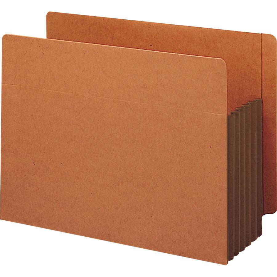 Smead Straight Tab Cut Letter Recycled File Pocket - 8 1/2" x 11" - 5 1/4" Expansion - Redrope - Dark Brown - 30% Recycled - 10 / Box. Picture 2