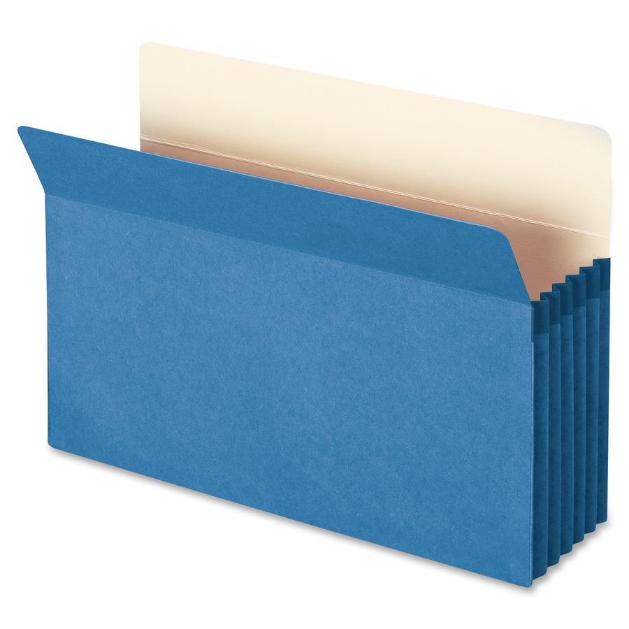Smead Colored File Pockets - Legal - 8 1/2" x 14" Sheet Size - 5 1/4" Expansion - Top Tab Location - 9 pt. Folder Thickness - Blue - Recycled - 1 Each"". Picture 4