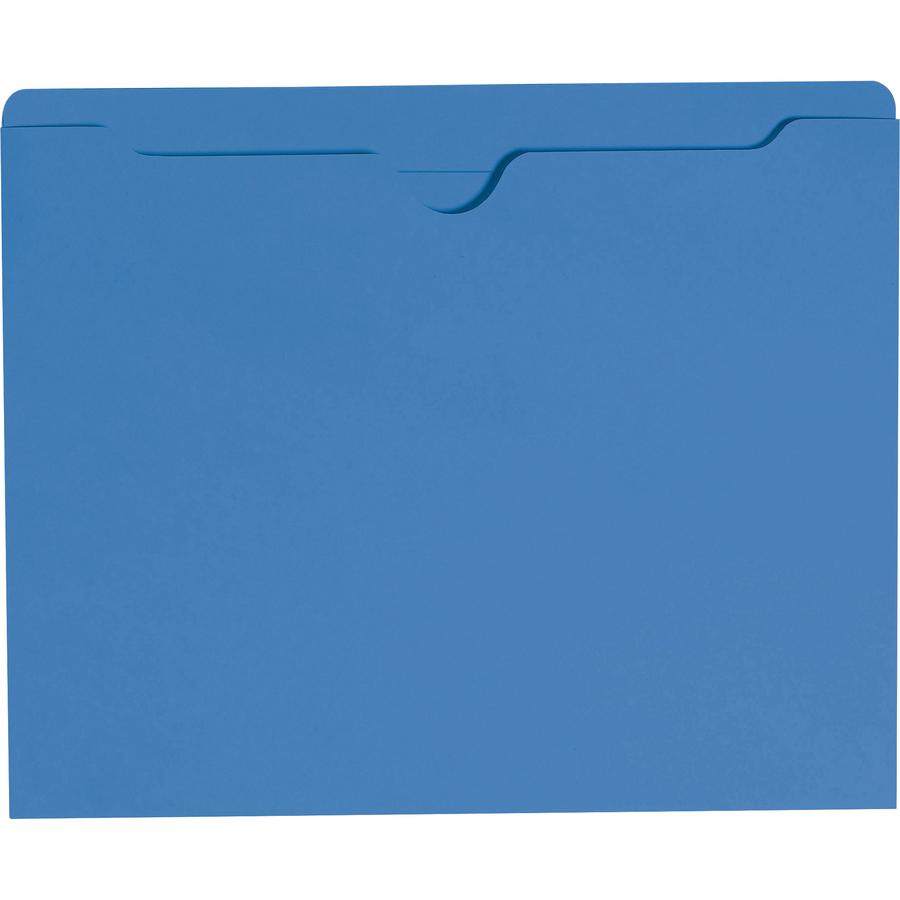 Smead Colored Straight Tab Cut Letter Recycled File Jacket - 8 1/2" x 11" - Blue - 10% Recycled - 100 / Box. Picture 5