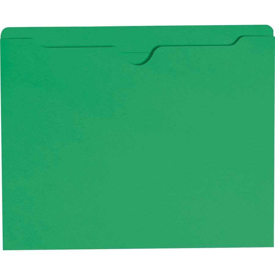 Smead Colored Straight Tab Cut Letter Recycled File Jacket - 8 1/2" x 11" - Green - 10% Recycled - 100 / Box. Picture 5