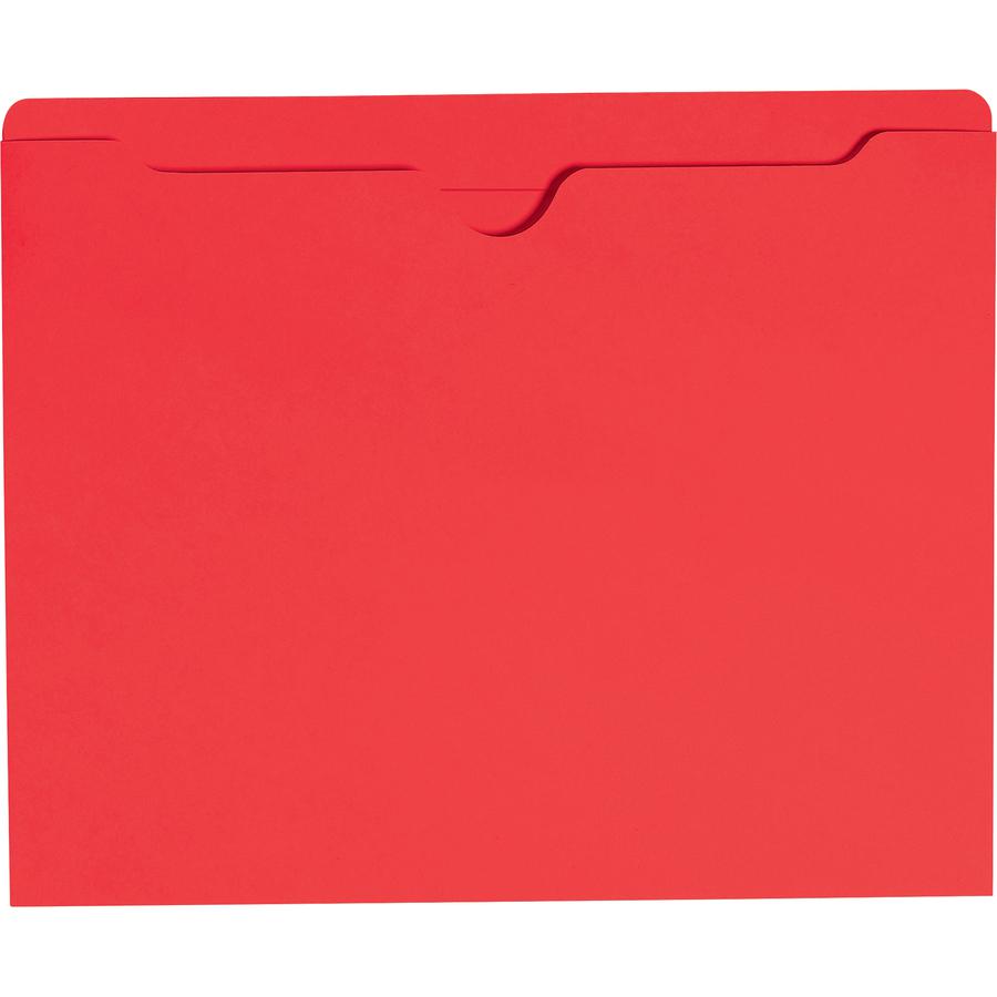 Smead Colored Straight Tab Cut Letter Recycled File Jacket - 8 1/2" x 11" - Red - 10% Recycled - 100 / Box. Picture 9