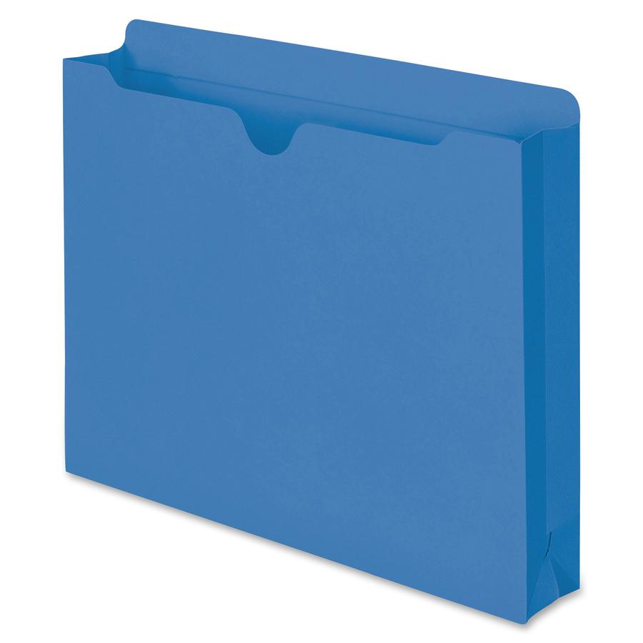 Smead Colored Straight Tab Cut Letter Recycled File Jacket - 8 1/2" x 11" - 2" Expansion - Blue - 10% Recycled - 50 / Box. Picture 10