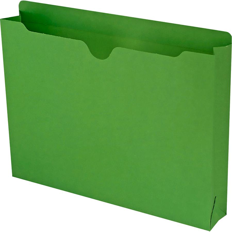 Smead Colored Straight Tab Cut Letter Recycled File Jacket - 8 1/2" x 11" - 2" Expansion - Green - 10% Recycled - 50 / Box. Picture 2