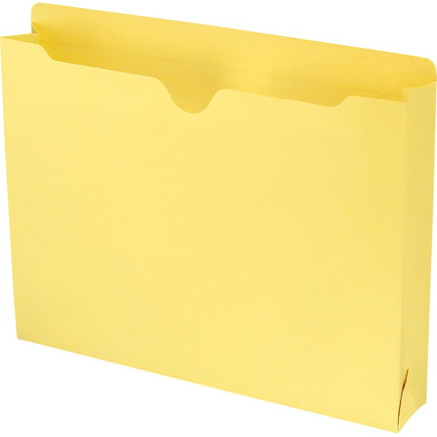 Smead Colored Straight Tab Cut Letter Recycled File Jacket - 8 1/2" x 11" - 2" Expansion - Yellow - 10% Recycled - 50 / Box. Picture 2