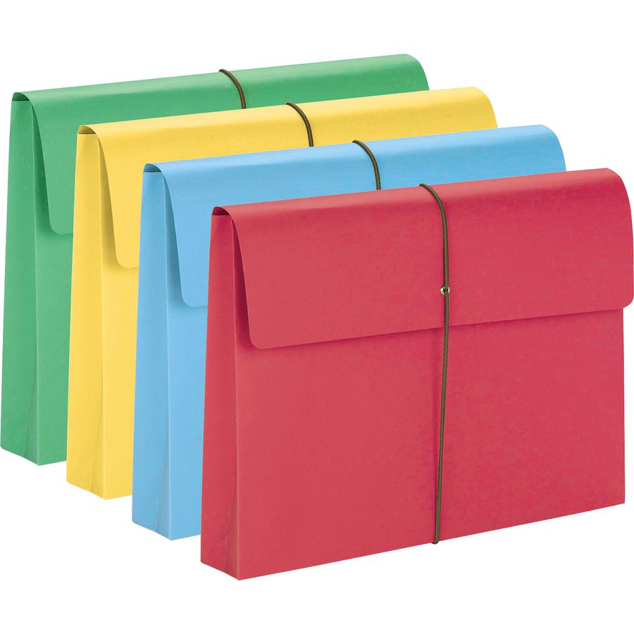 Smead Legal Recycled File Wallet - 8 1/2" x 14" - 2" Expansion - Redrope - Blue, Green, Red, Yellow - 10% Recycled - 50 / Box. Picture 2