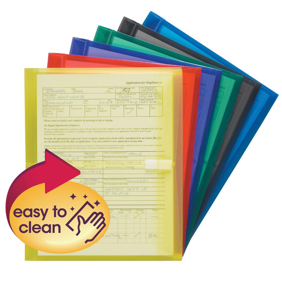 Smead Letter File Pocket - 8 1/2" x 11" - 200 Sheet Capacity - 1 1/4" Expansion - Polypropylene - Blue, Green, Purple, Red, Smoke, Yellow - 6 / Pack. Picture 2