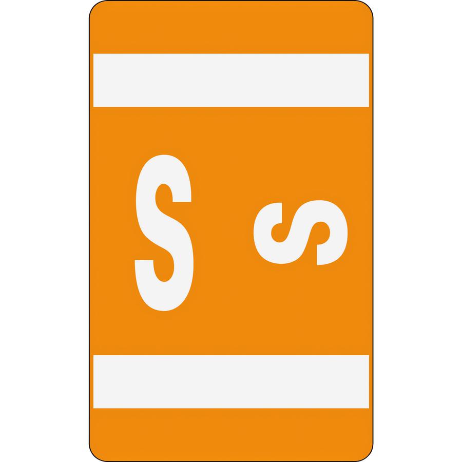 Smead AlphaZ ACCS Color-Coded Labels - "S" - 1" Width x 1 5/8" Length - Orange - 10 / Sheet - 100 / Pack. Picture 4