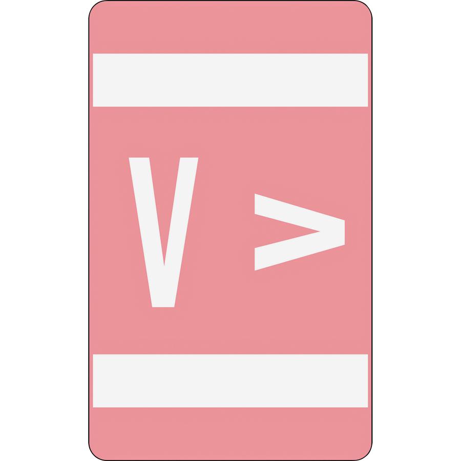 Smead AlphaZ ACCS Color-Coded Labels - "V" - 1" Width x 1 5/8" Length - Pink - 10 / Sheet - 100 / Pack. Picture 2
