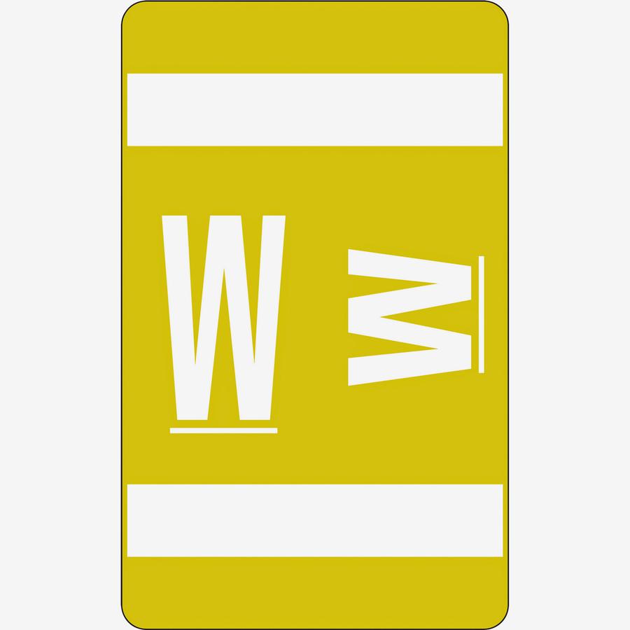 Smead AlphaZ ACCS Color-Coded Labels - "W" - 1" Width x 1 5/8" Length - Yellow - 10 / Sheet - 100 / Pack. Picture 4