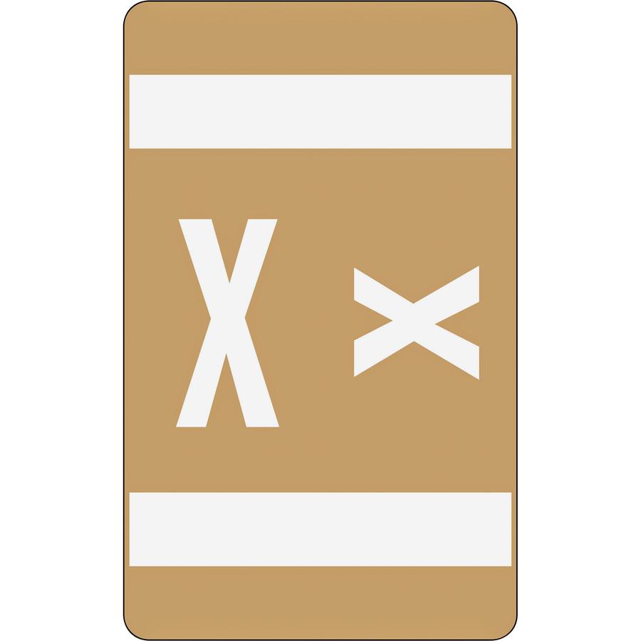 Smead AlphaZ ACCS Color-Coded Labels - "X" - 1" Width x 1 5/8" Length - Light Brown - 10 / Sheet - 100 / Pack. Picture 3