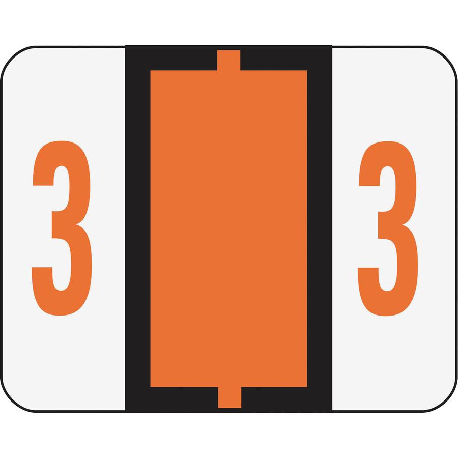 Smead BCCRN Bar-Style Color-Coded Labels - "Number" - 1 1/4" Width x 1" Length - Dark Orange - 500 / Roll. Picture 3