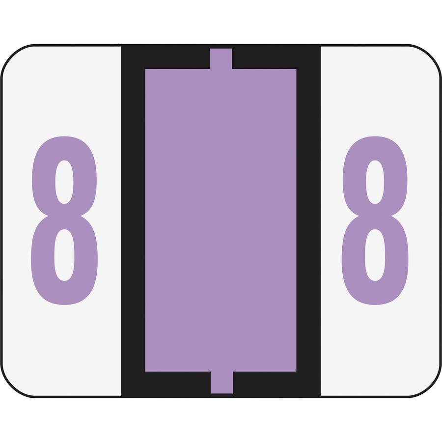 Smead BCCRN Bar-Style Color-Coded Labels - "Number" - 1 1/4" Width x 1" Length - Lavender - 500 / Roll. Picture 3