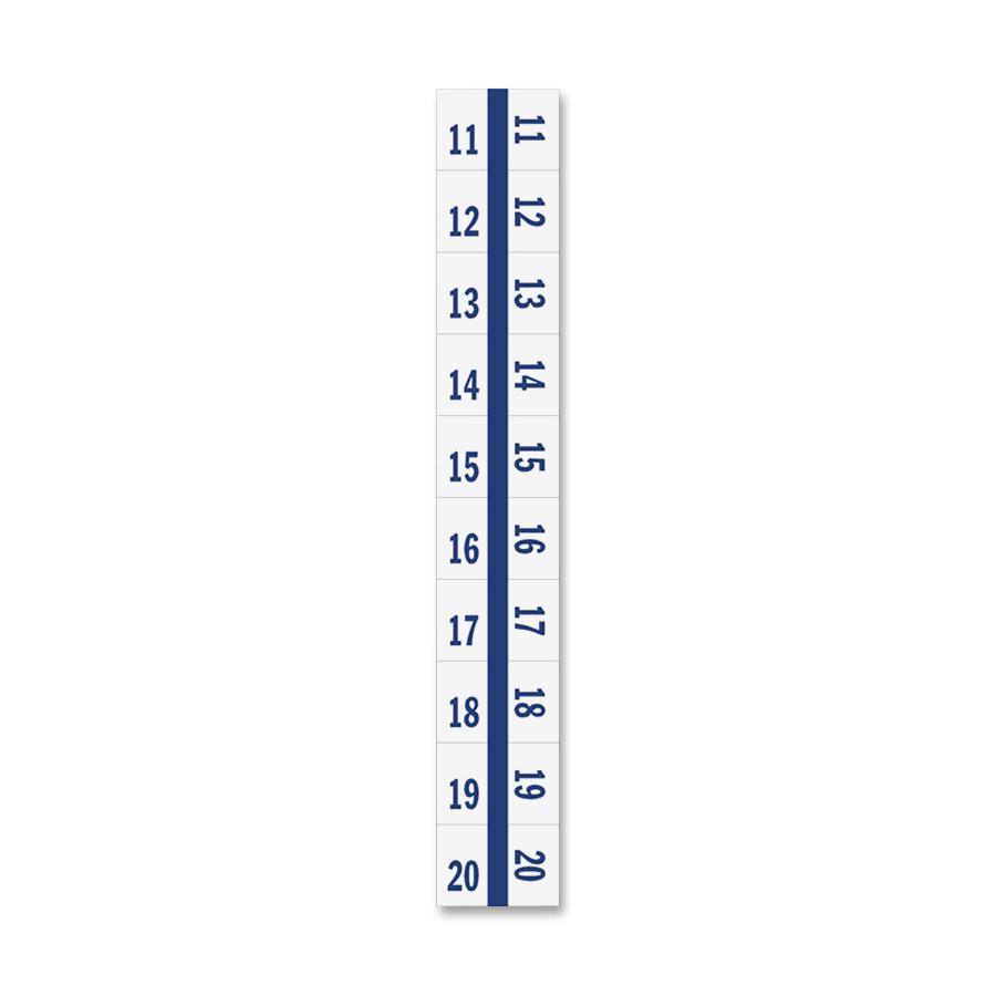 Tabbies Legal Index Divider Tabs - 10 Printed Tab(s) - Digit - 11-20 - 8.5" Divider Width x 11" Divider Length - Letter - 7 Hole Punched - White Paper Divider - Punched, Laminated Tab - 100 / Pack. Picture 2