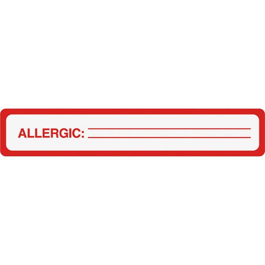 Tabbies ALLERGIC Allergy Message Labels - 5 1/2" x 1" Length - Black, Black - 175 / Roll. Picture 2