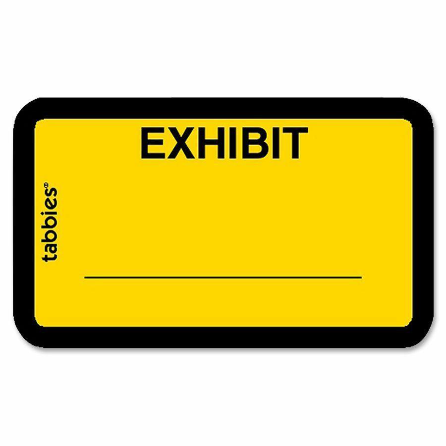 Tabbies Color-coded Legal Exhibit Labels - 1 5/8" Width x 1" Length - Yellow - 252 / Pack. Picture 2